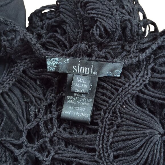 SOLD Sioni Black Sweater Open Knit Medium Large Handkerchief Hem Witchy Goth - Picture 5 of 10